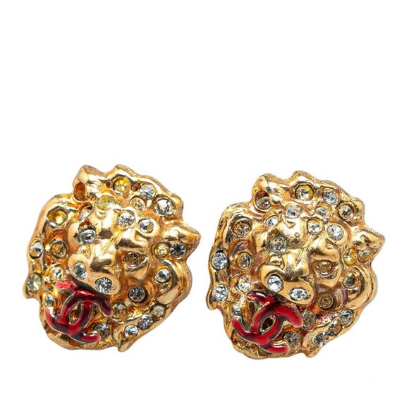 CHANEL Gold Logo Earrings - Picture 1 of 4